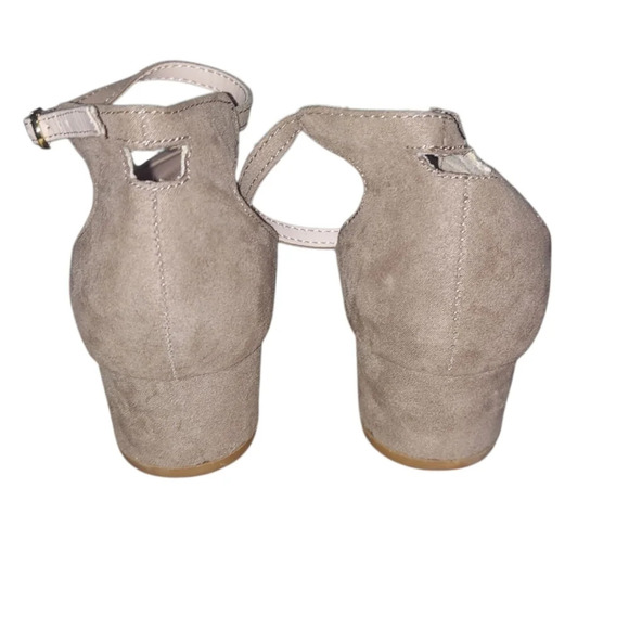 Kelly & Katie Women's Tan Ankle Strap Pointed Toe Faux Suede Block Heels - Picture 5 of 6